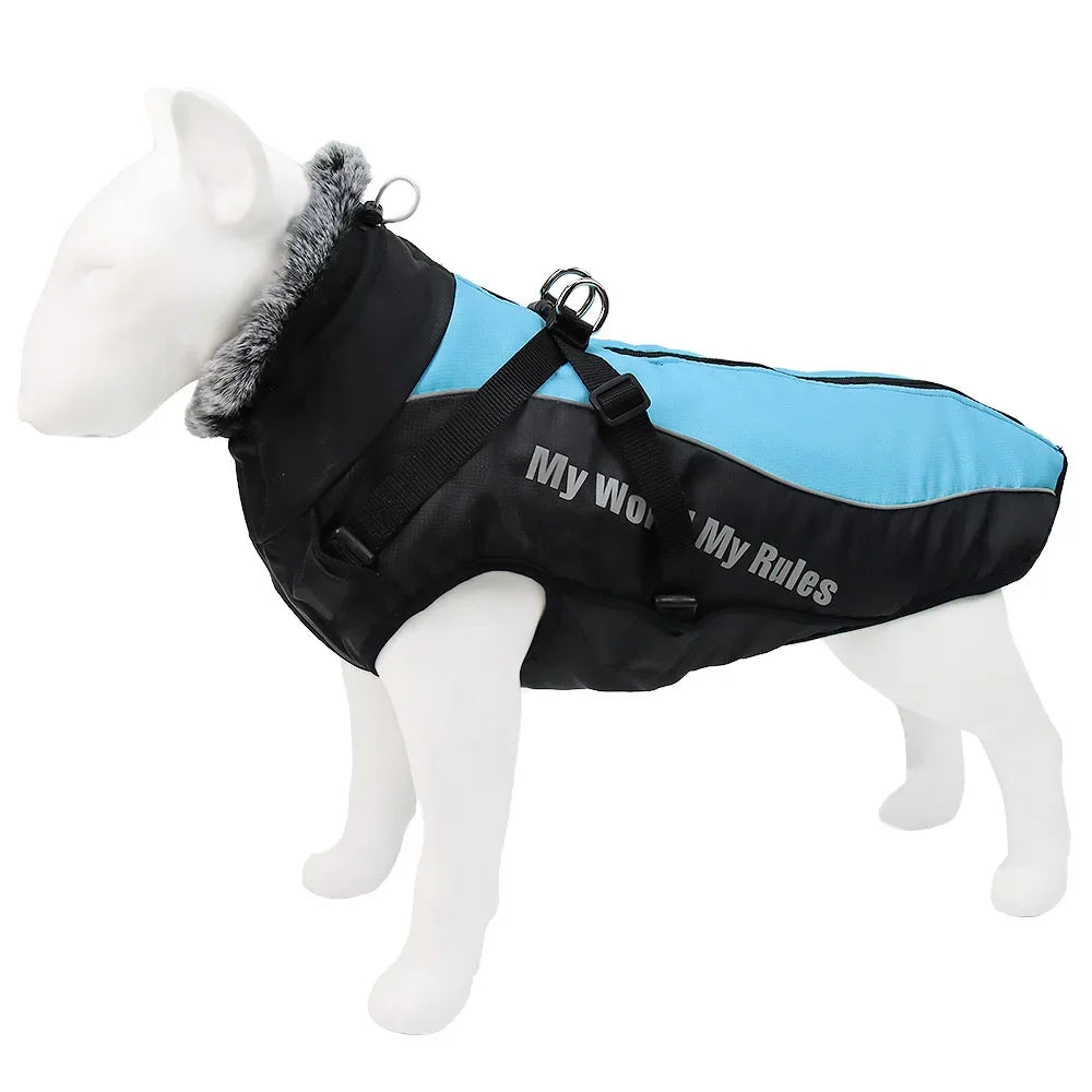 Clothes For Large Dogs Waterproof Big Dog Vest Jacket Autumn Winter Warm Fur Collar Pet Dog Coat For French Bulldog Wilma Dog