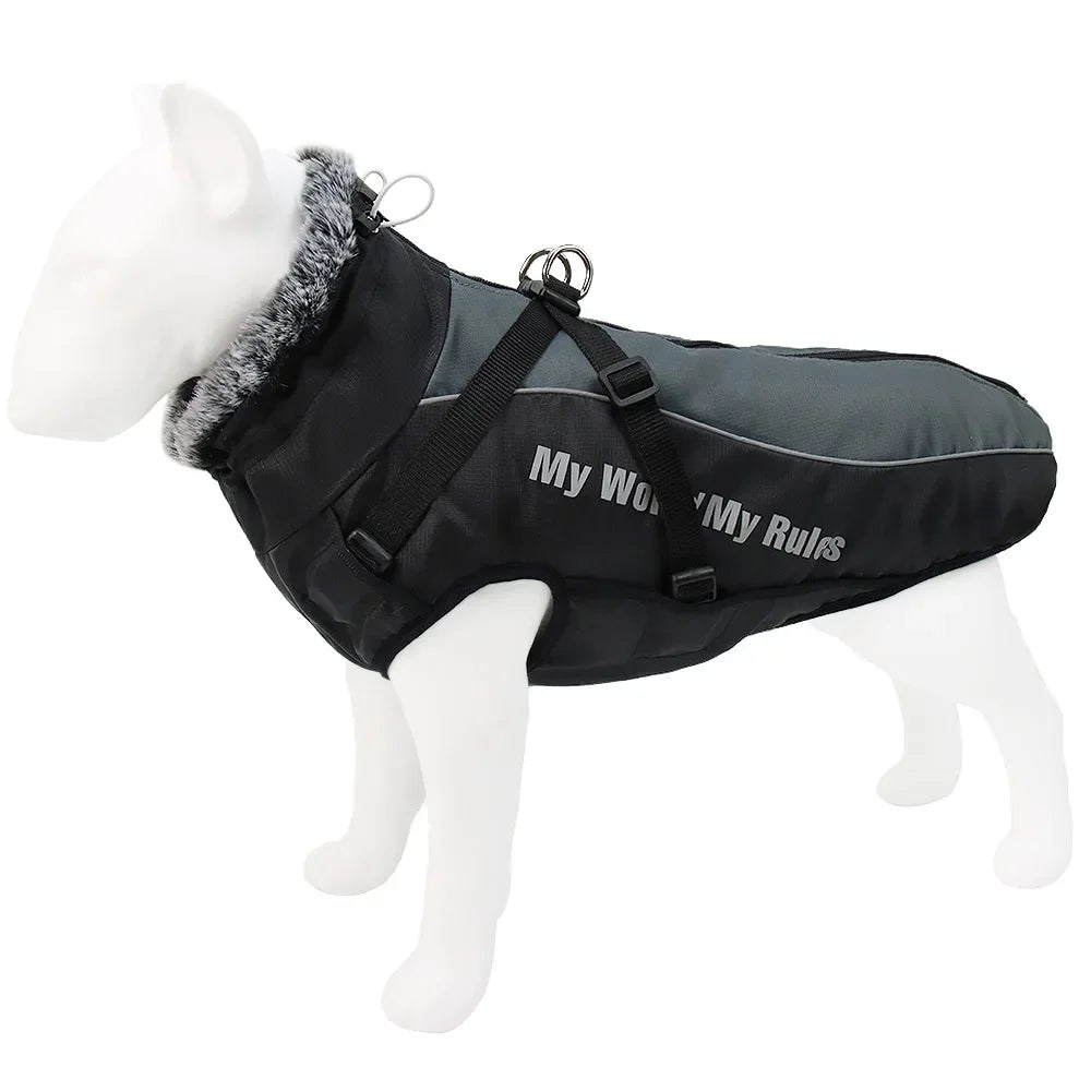 Clothes For Large Dogs Waterproof Big Dog Vest Jacket Autumn Winter Warm Fur Collar Pet Dog Coat For French Bulldog Wilma Dog