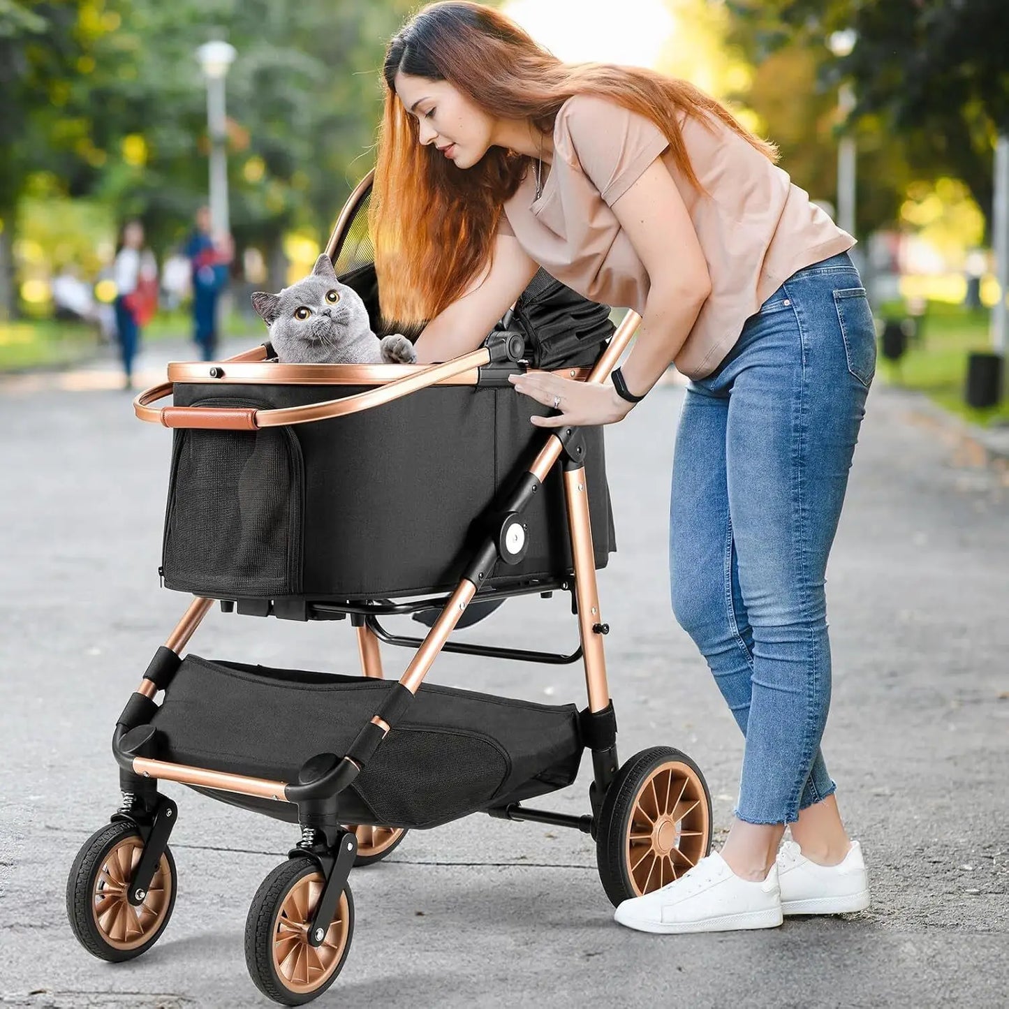360° High Wheels Transport Foldable Pet Stroller
