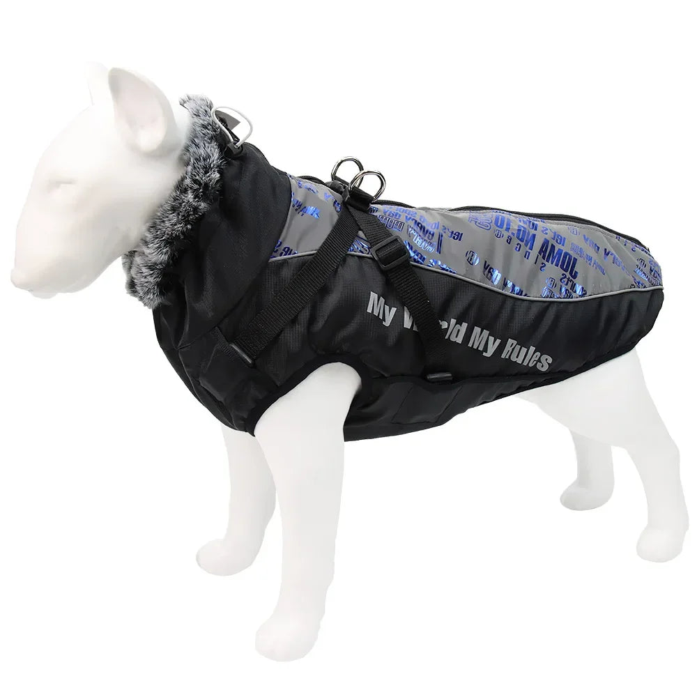 Clothes For Large Dogs Waterproof Big Dog Vest Jacket Autumn Winter Warm Fur Collar Pet Dog Coat For French Bulldog Wilma Dog