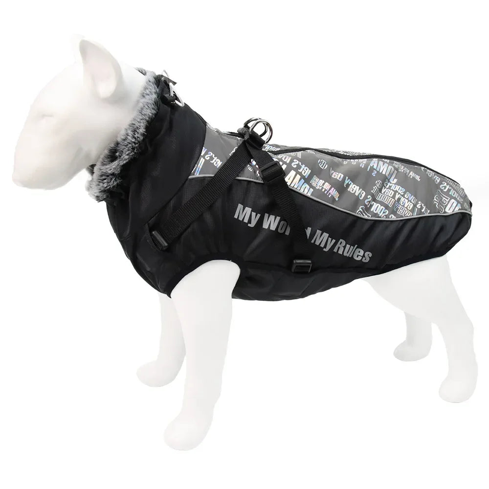 Clothes For Large Dogs Waterproof Big Dog Vest Jacket Autumn Winter Warm Fur Collar Pet Dog Coat For French Bulldog Wilma Dog