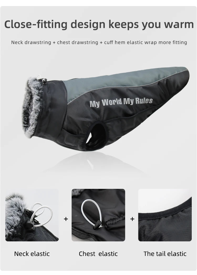 Clothes For Large Dogs Waterproof Big Dog Vest Jacket Autumn Winter Warm Fur Collar Pet Dog Coat For French Bulldog Wilma Dog