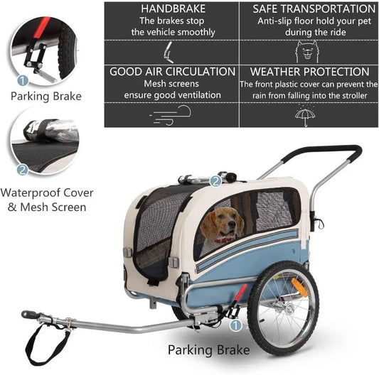 2 in1 Pet Bicycle Trailer