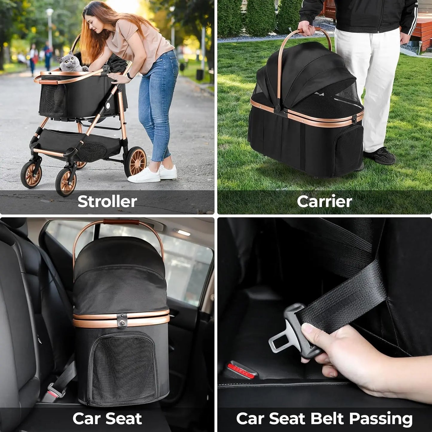 360° High Wheels Transport Foldable Pet Stroller