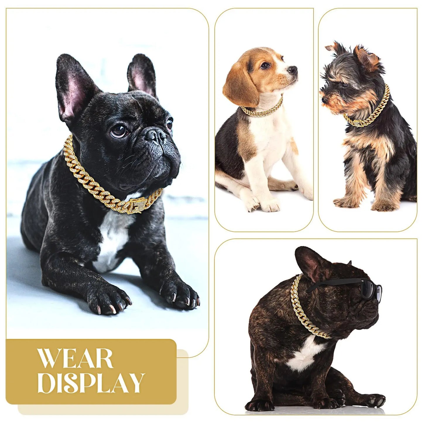Dog Chain Diamond Cuban Collar Walking Metal