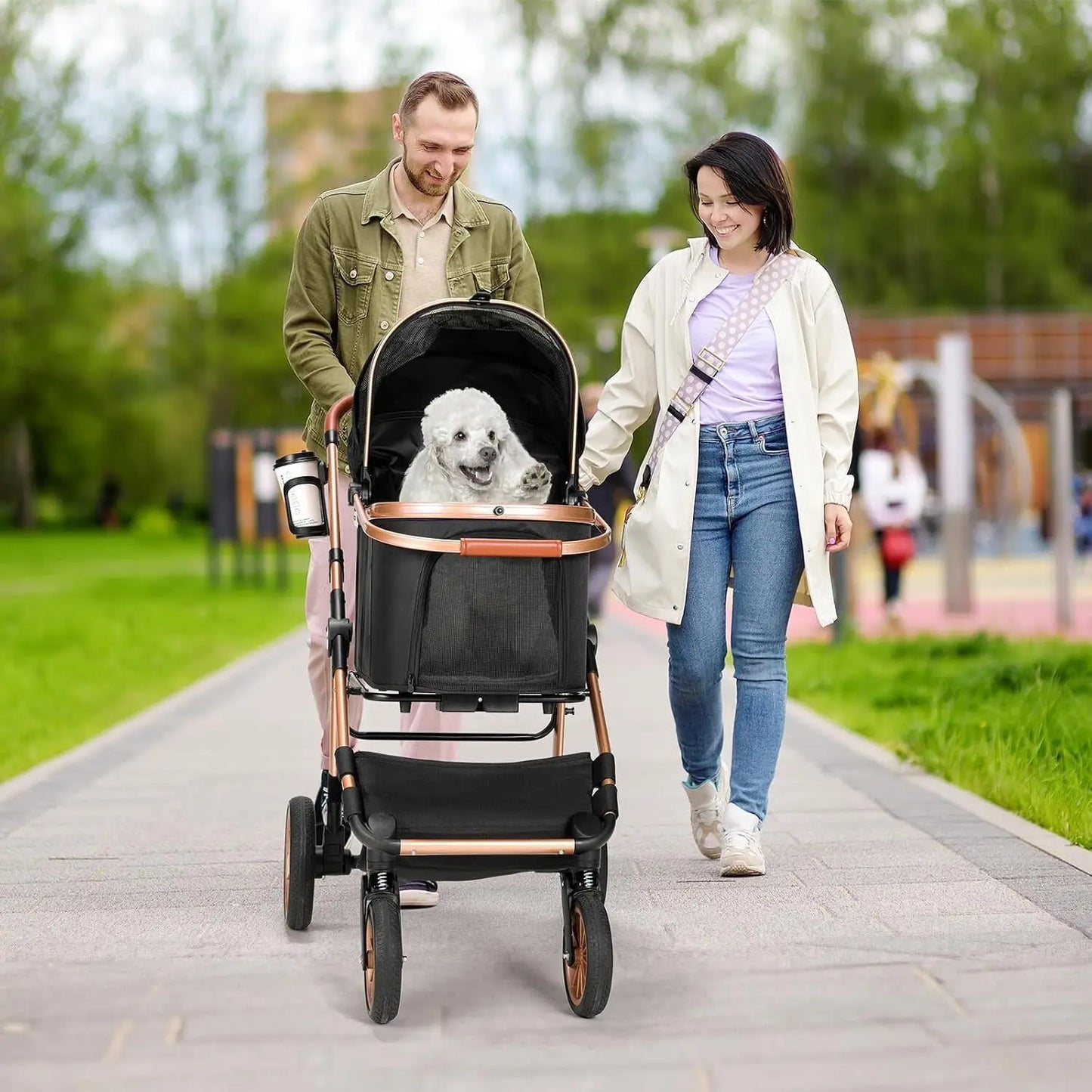 360° High Wheels Transport Foldable Pet Stroller