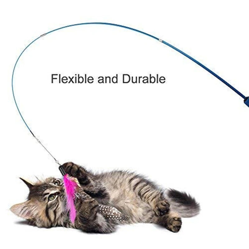 Three-Section Telescopic Fishing Pole Wand Catcher Teaser Toy