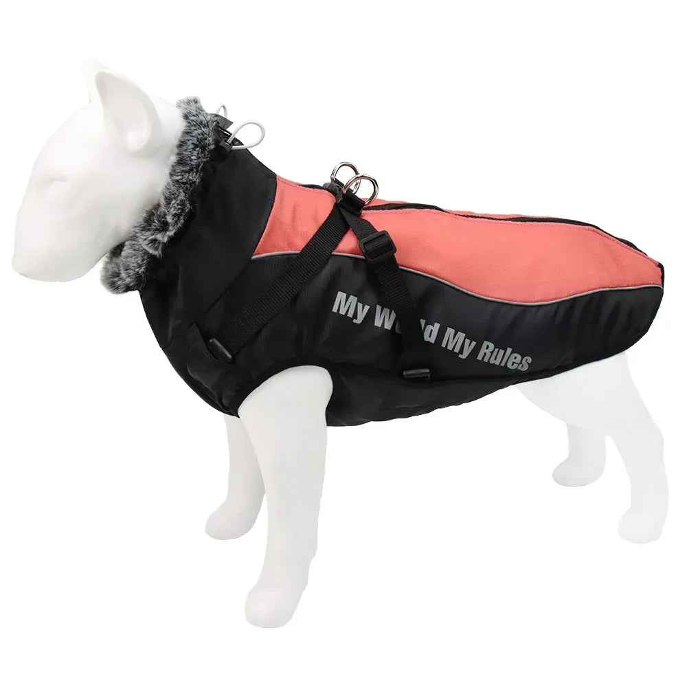 Clothes For Large Dogs Waterproof Big Dog Vest Jacket Autumn Winter Warm Fur Collar Pet Dog Coat For French Bulldog Wilma Dog