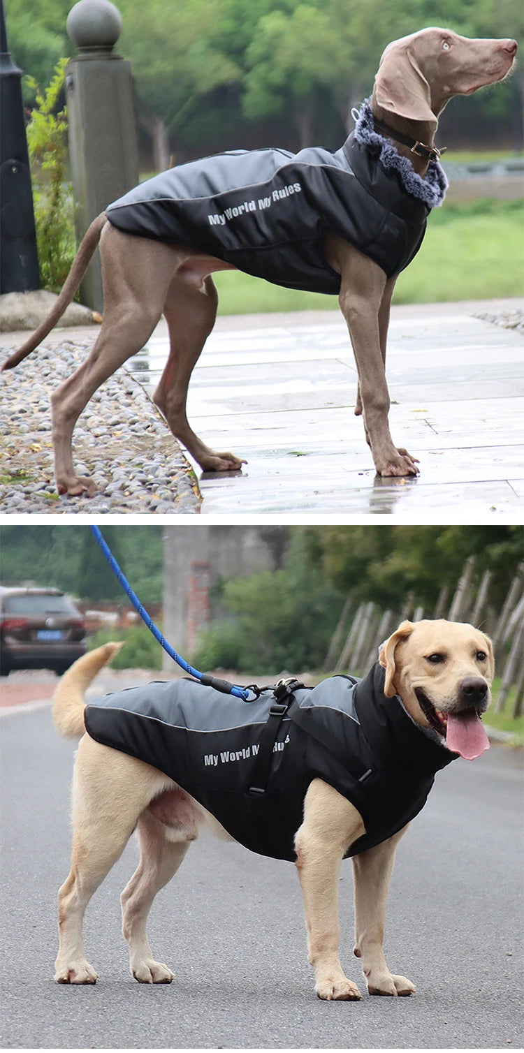 Clothes For Large Dogs Waterproof Big Dog Vest Jacket Autumn Winter Warm Fur Collar Pet Dog Coat For French Bulldog Wilma Dog