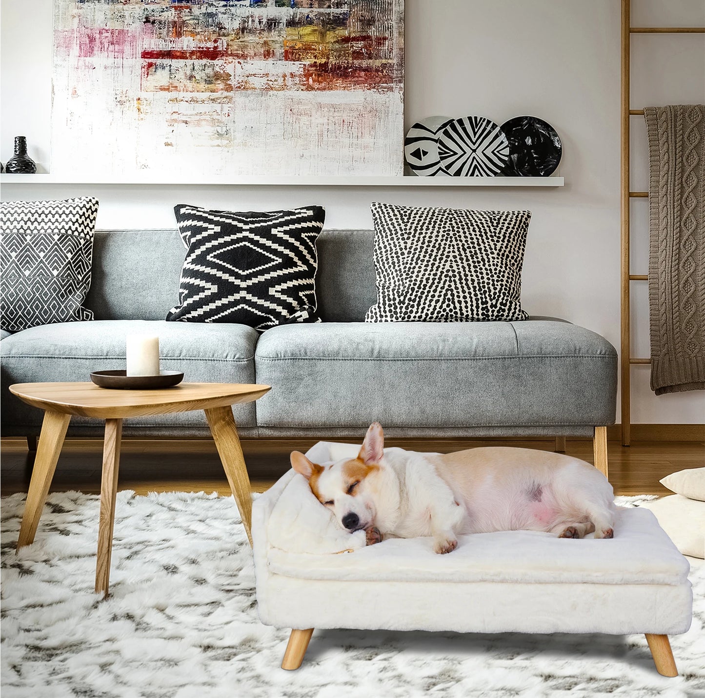 Elevated Pet Bed with Cozy Waterproo Pad