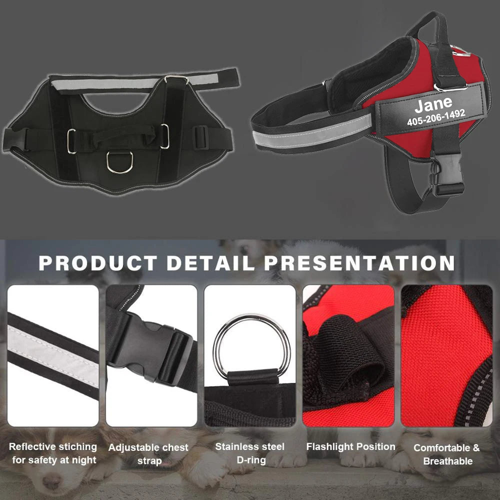 NO PULL Reflective Breathable Adjustable Pet Harness