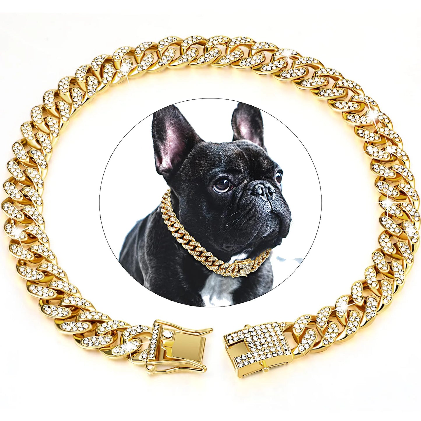 Dog Chain Diamond Cuban Collar Walking Metal