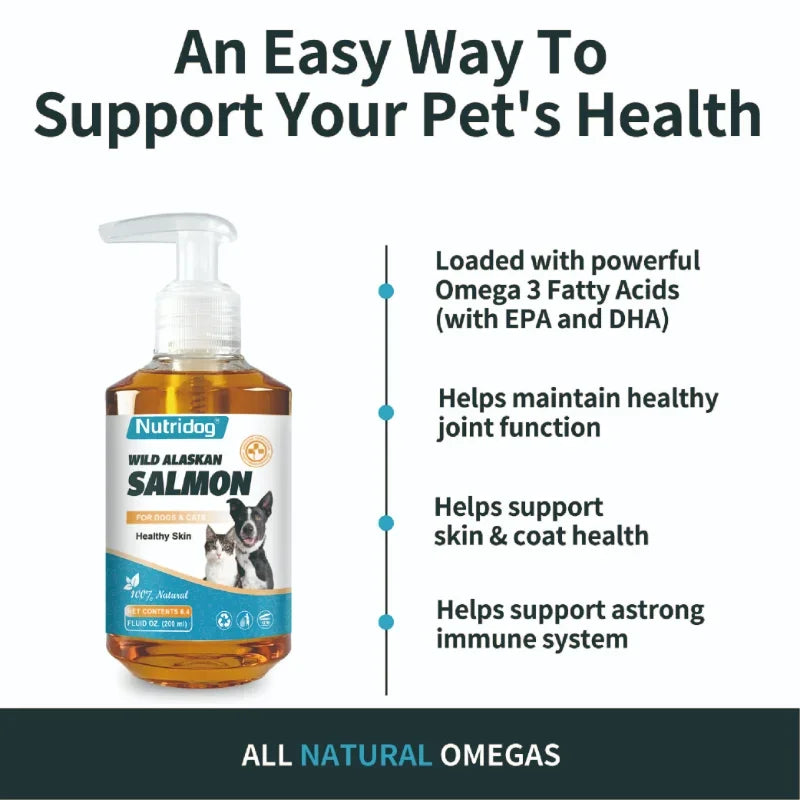 Pet Omega-3 Wild Alaskan Salmon Oil For Dogs & Cats