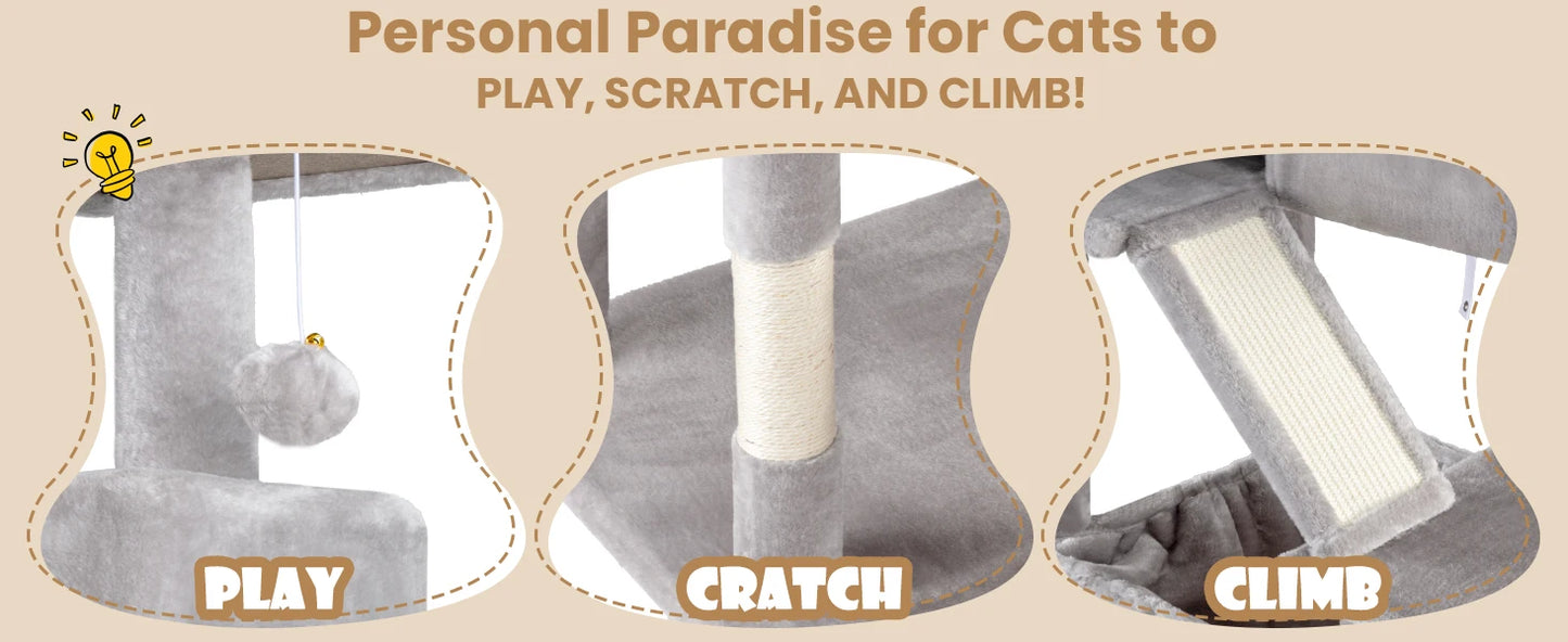 Multi-Level Tall Cat Tree Tower for Indoor Kitties