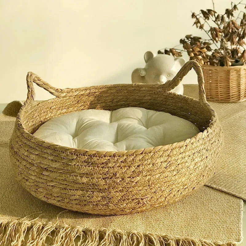 Pure Hand-woven Rattan Pet Nest Bed