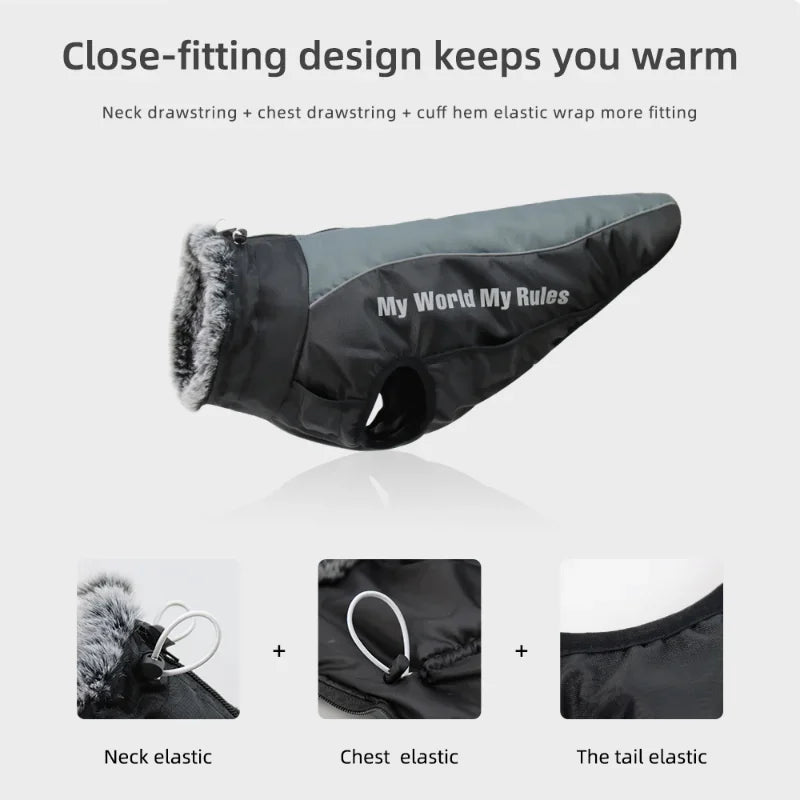 Clothes For Large Dogs Waterproof Big Dog Vest Jacket Autumn Winter Warm Fur Collar Pet Dog Coat For French Bulldog Wilma Dog