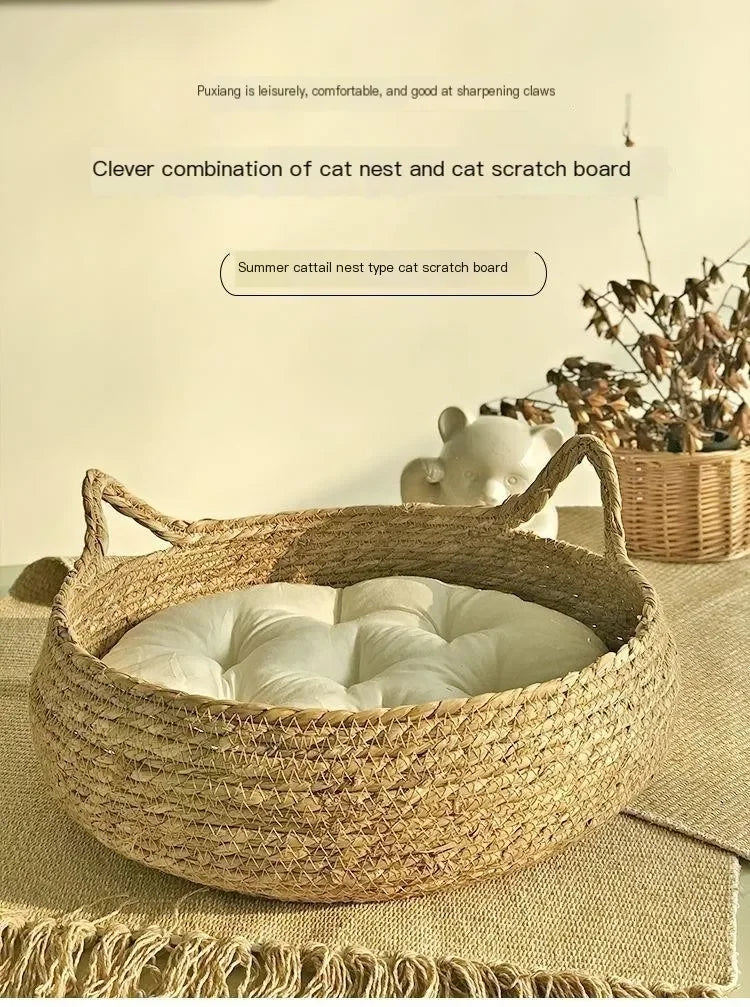 Pure Hand-woven Rattan Pet Nest Bed