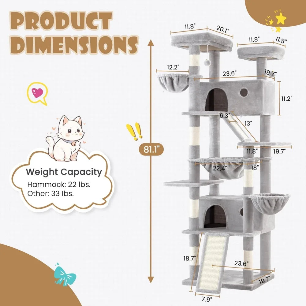 Multi-Level Tall Cat Tree Tower for Indoor Kitties