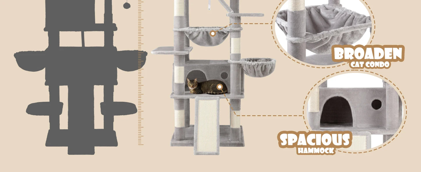 Multi-Level Tall Cat Tree Tower for Indoor Kitties