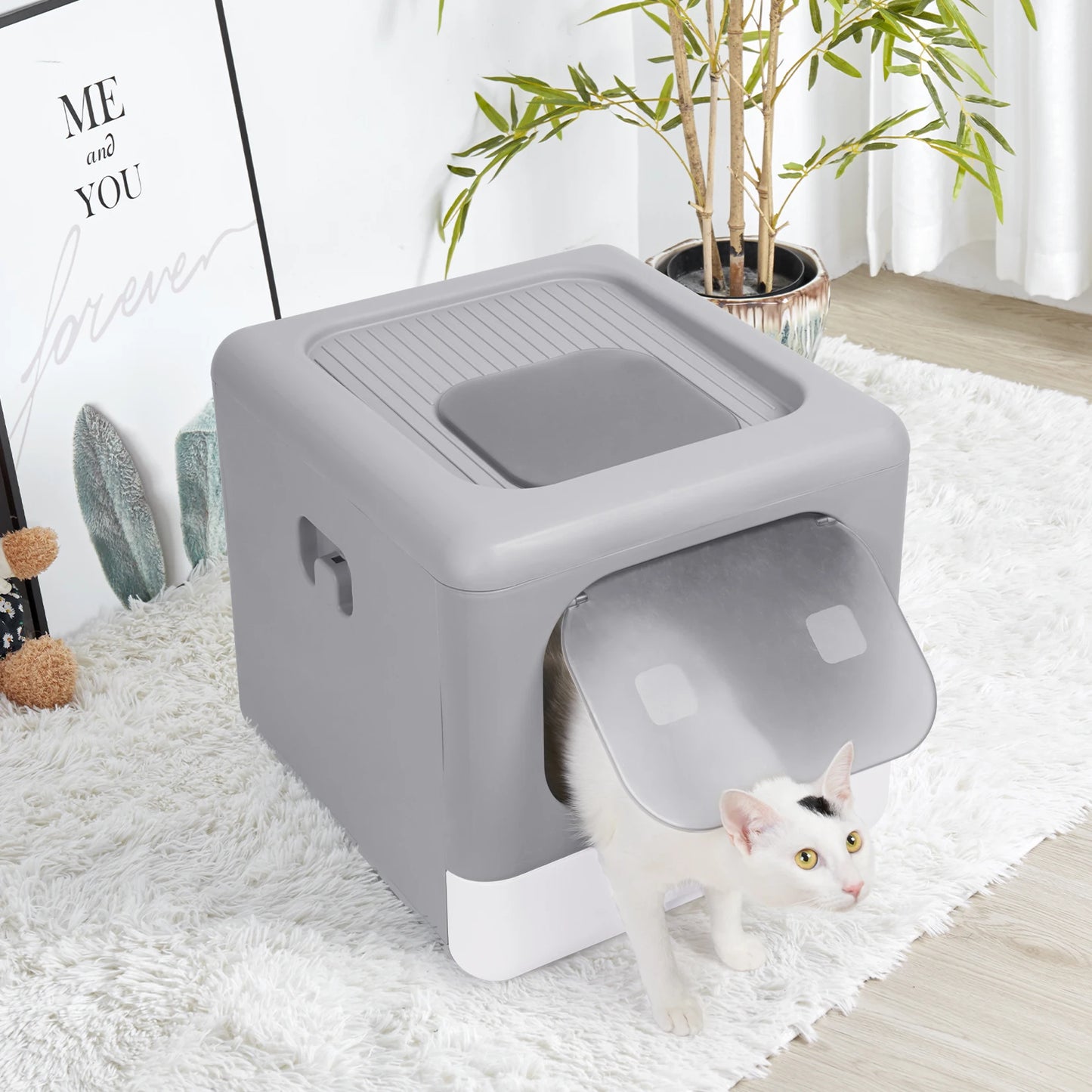 Cat Litter Box with Scoop and Tray