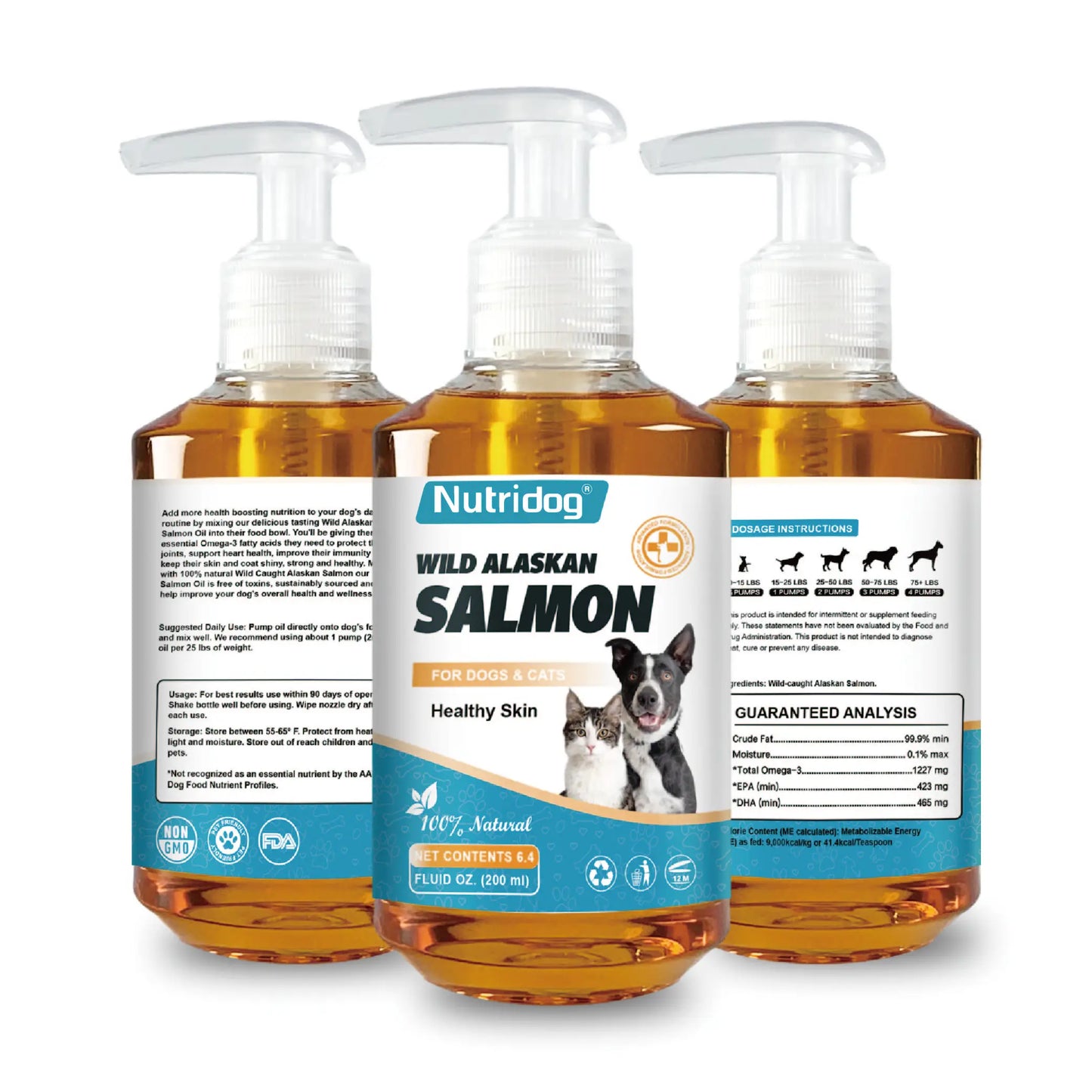 Pet Omega-3 Wild Alaskan Salmon Oil For Dogs & Cats