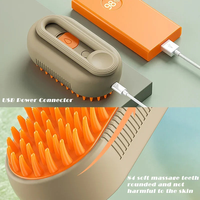 Pet Electric Steam Brush and Grooming Comb