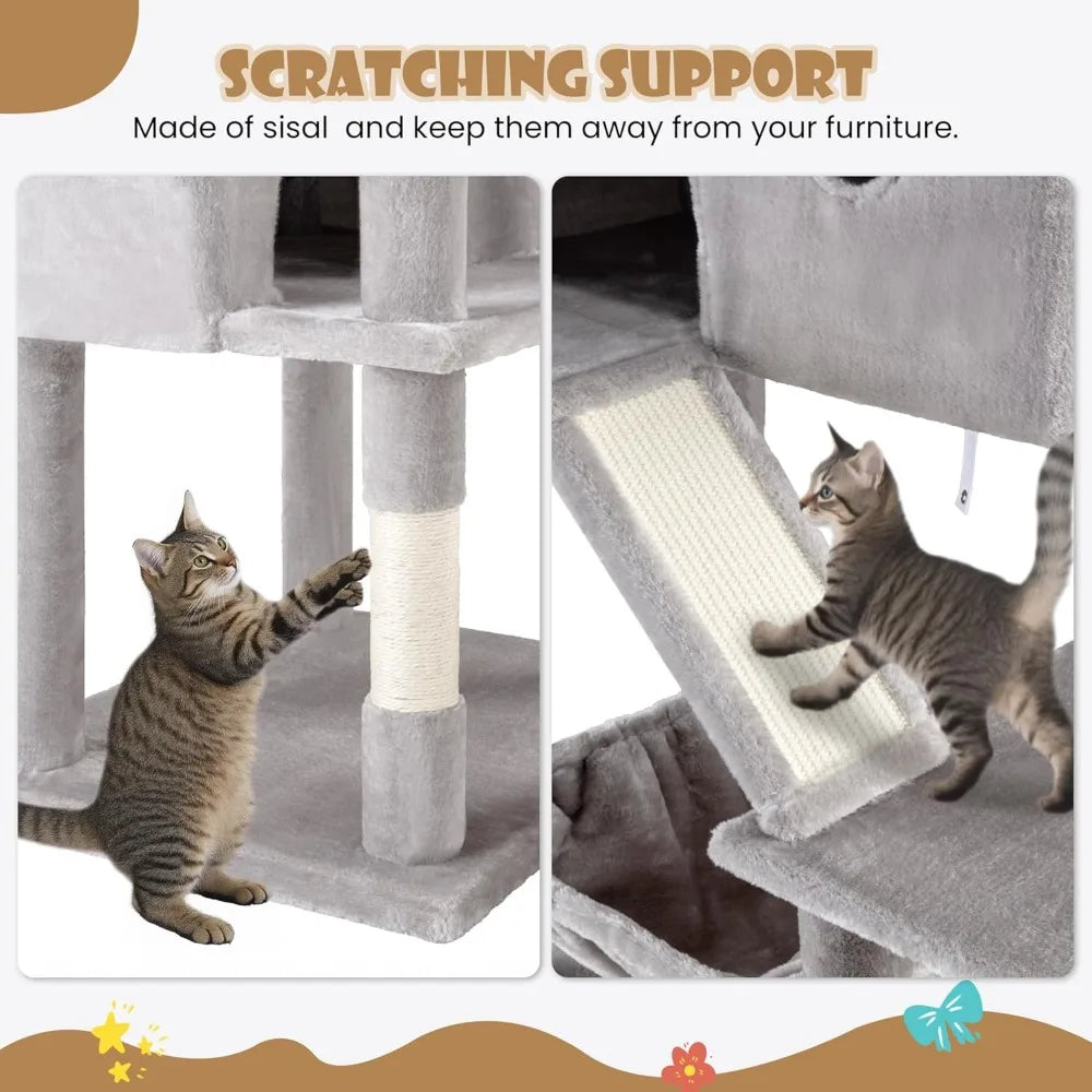 Multi-Level Tall Cat Tree Tower for Indoor Kitties