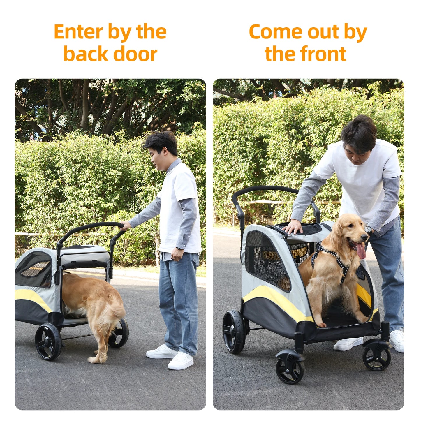 Portable Stroller 4 Wheels for Large Pets