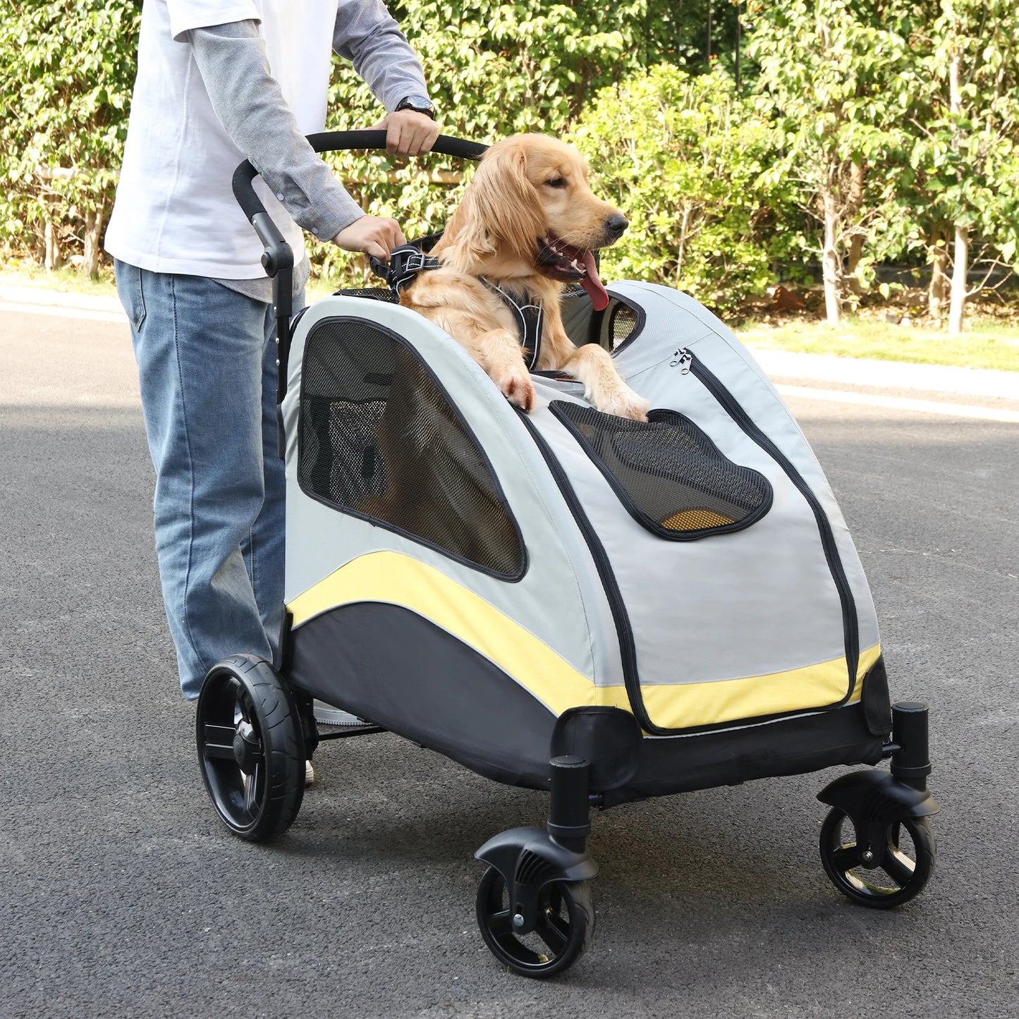 Portable Stroller 4 Wheels for Large Pets