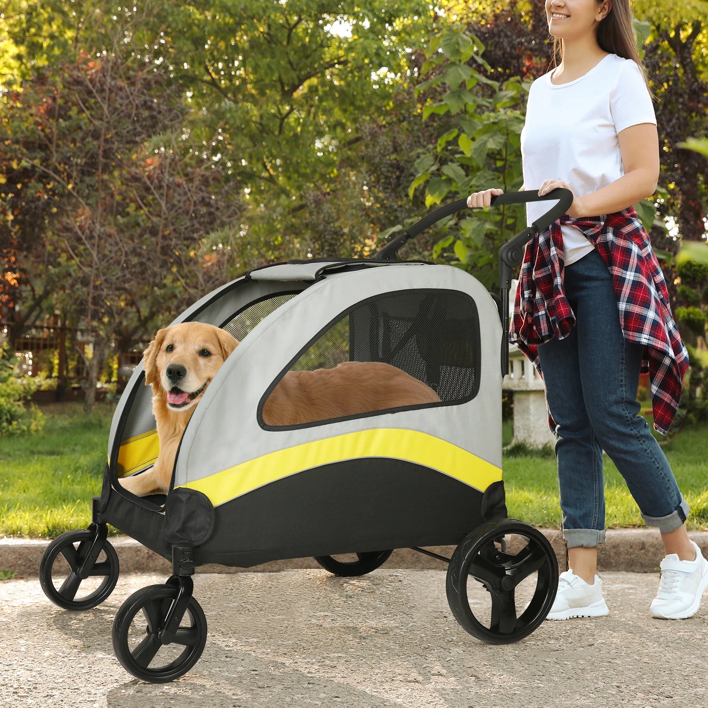 Portable Stroller 4 Wheels for Large Pets