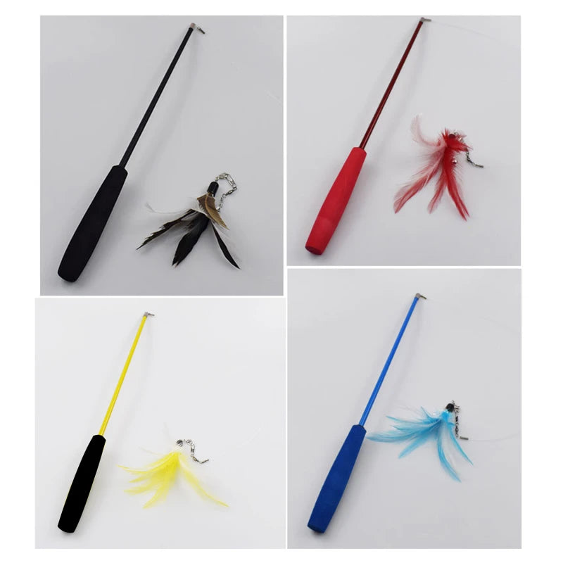 Three-Section Telescopic Fishing Pole Wand Catcher Teaser Toy
