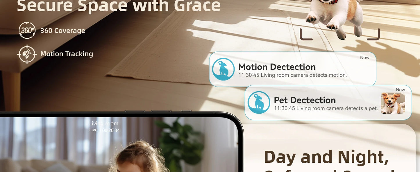 Pet Camera with Phone App for Home Monitoring