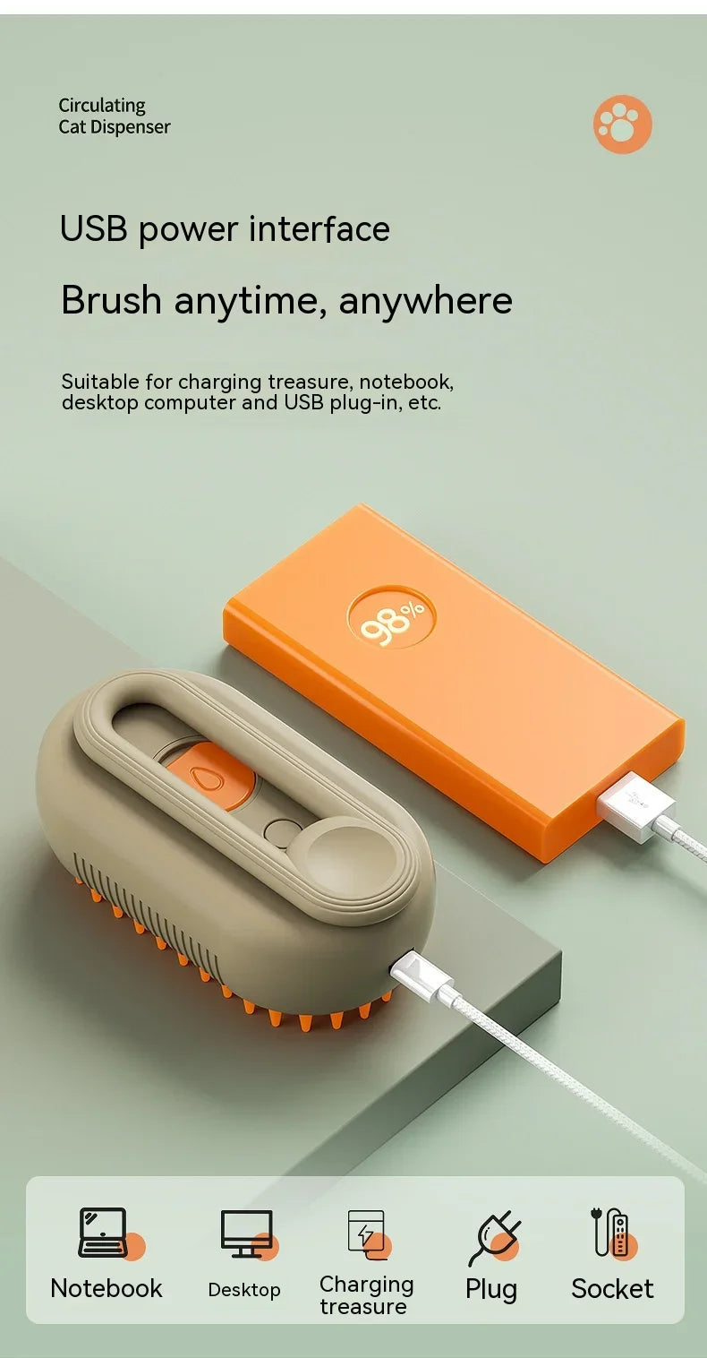 Pet Electric Steam Brush and Grooming Comb