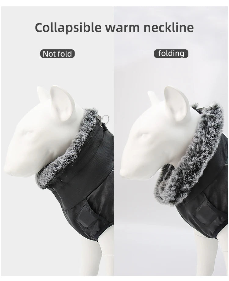 Clothes For Large Dogs Waterproof Big Dog Vest Jacket Autumn Winter Warm Fur Collar Pet Dog Coat For French Bulldog Wilma Dog