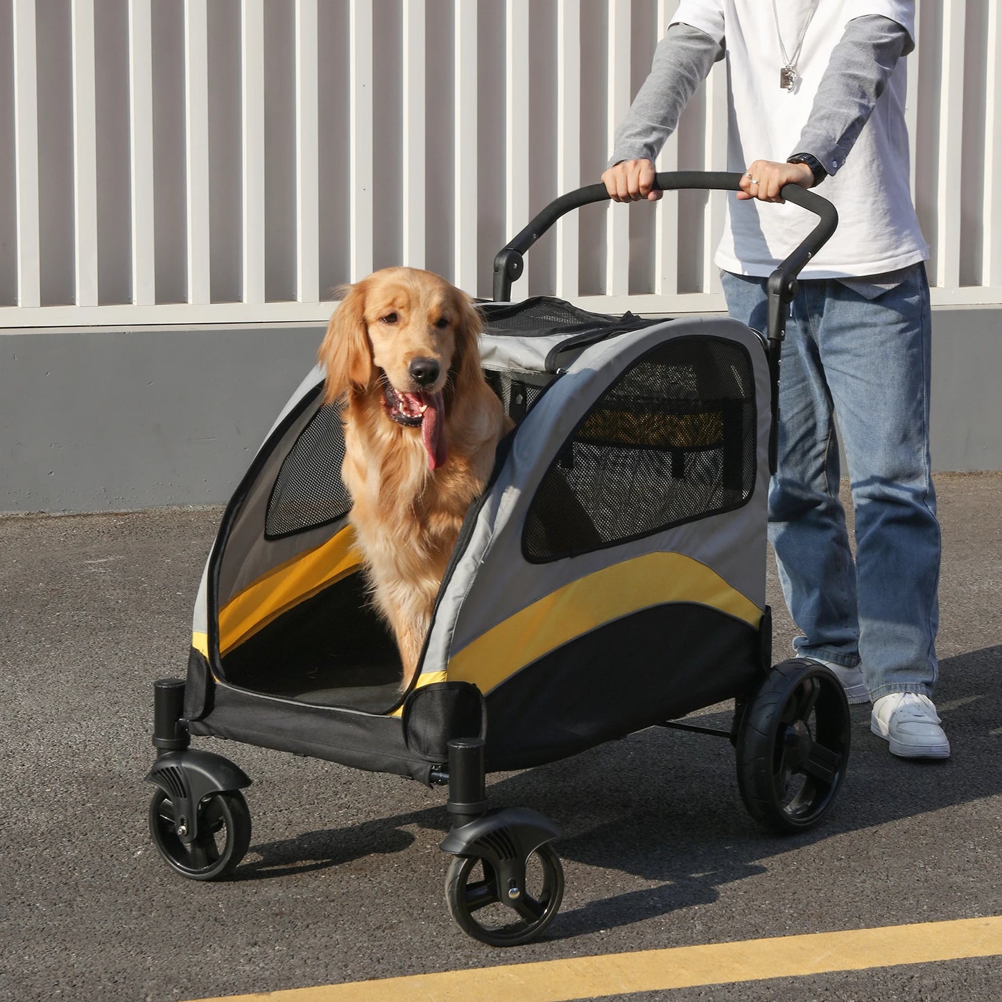 Portable Stroller 4 Wheels for Large Pets