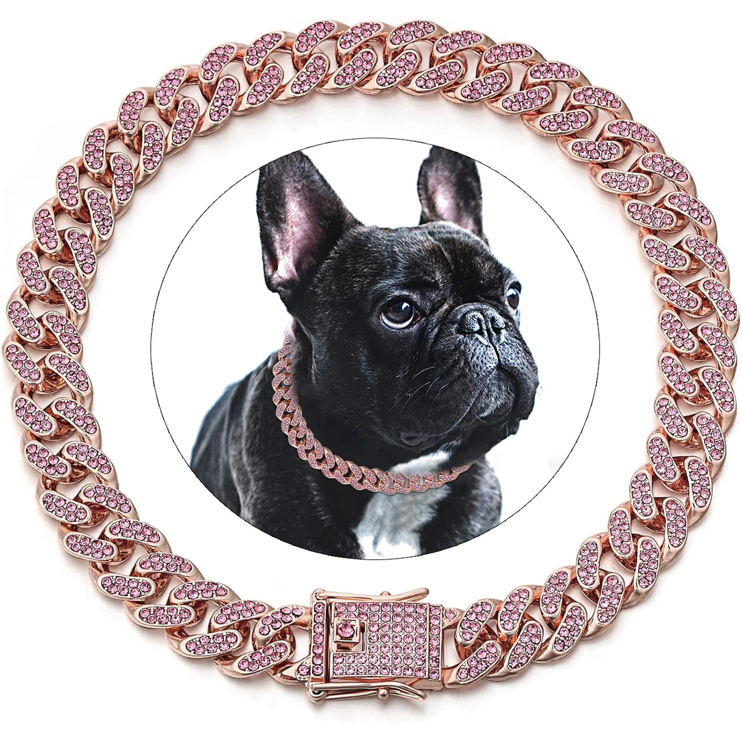 Dog Chain Diamond Cuban Collar Walking Metal