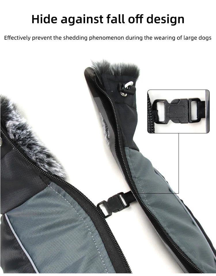 Clothes For Large Dogs Waterproof Big Dog Vest Jacket Autumn Winter Warm Fur Collar Pet Dog Coat For French Bulldog Wilma Dog
