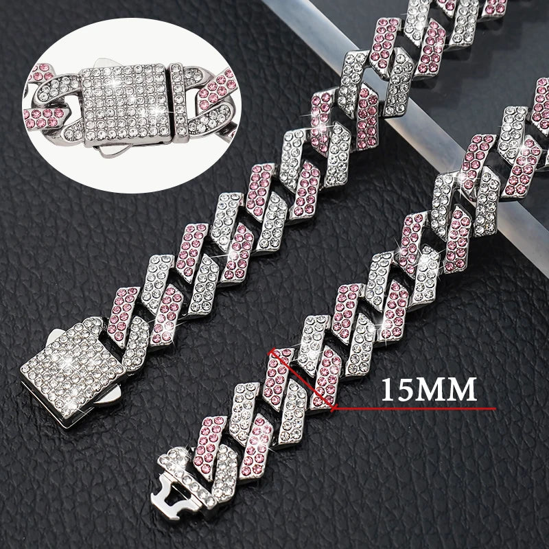 Dog Chain Diamond Cuban Collar Walking Metal