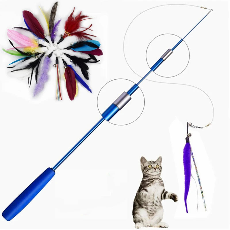 Three-Section Telescopic Fishing Pole Wand Catcher Teaser Toy