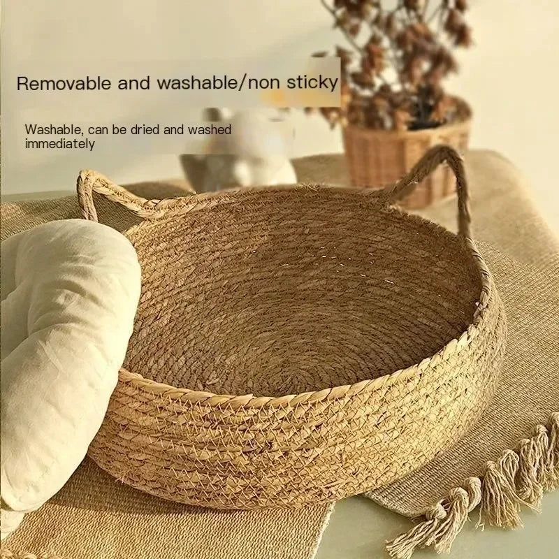 Pure Hand-woven Rattan Pet Nest Bed