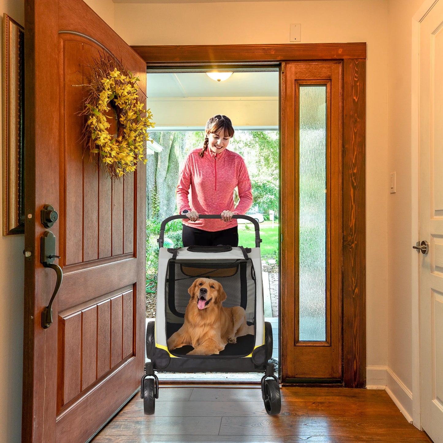 Portable Stroller 4 Wheels for Large Pets