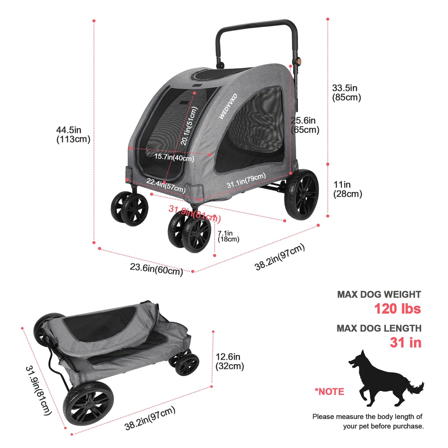 Big Wheels Pet Trolley Stroller