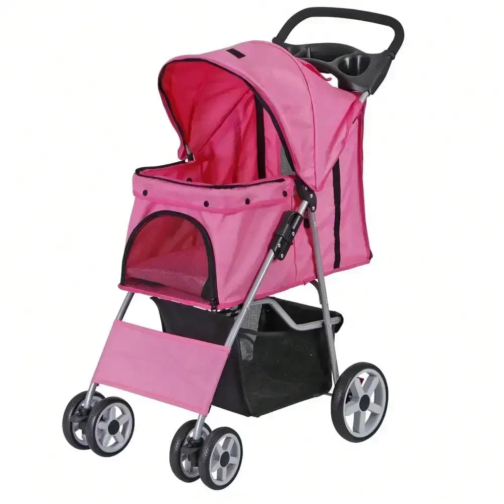 Foldable Carrier Strolling 4 Wheel Pet Strolle