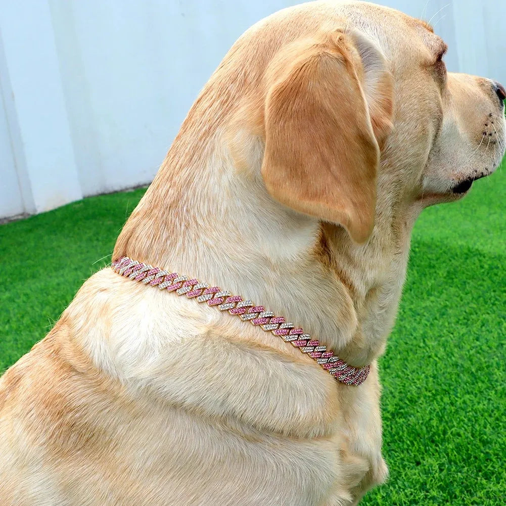 Dog Chain Diamond Cuban Collar Walking Metal