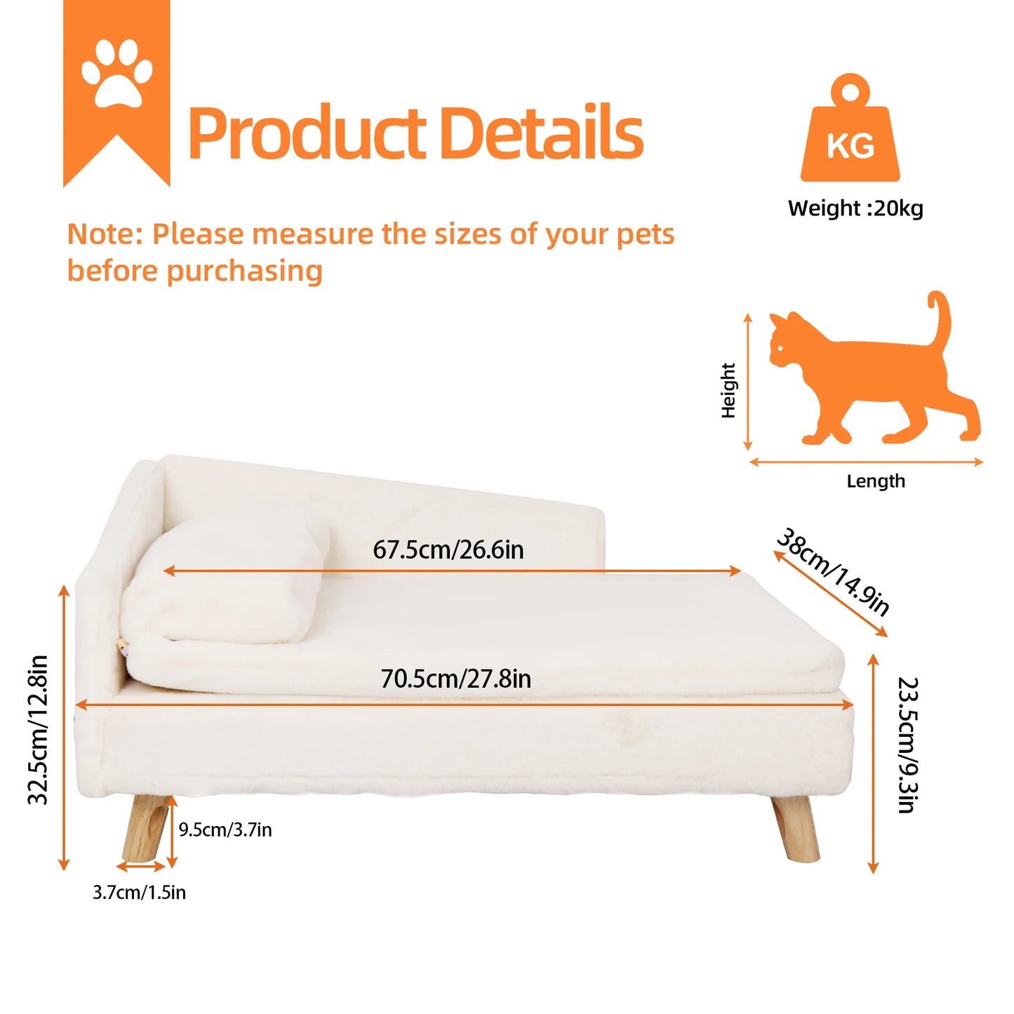 Elevated Pet Bed with Cozy Waterproo Pad