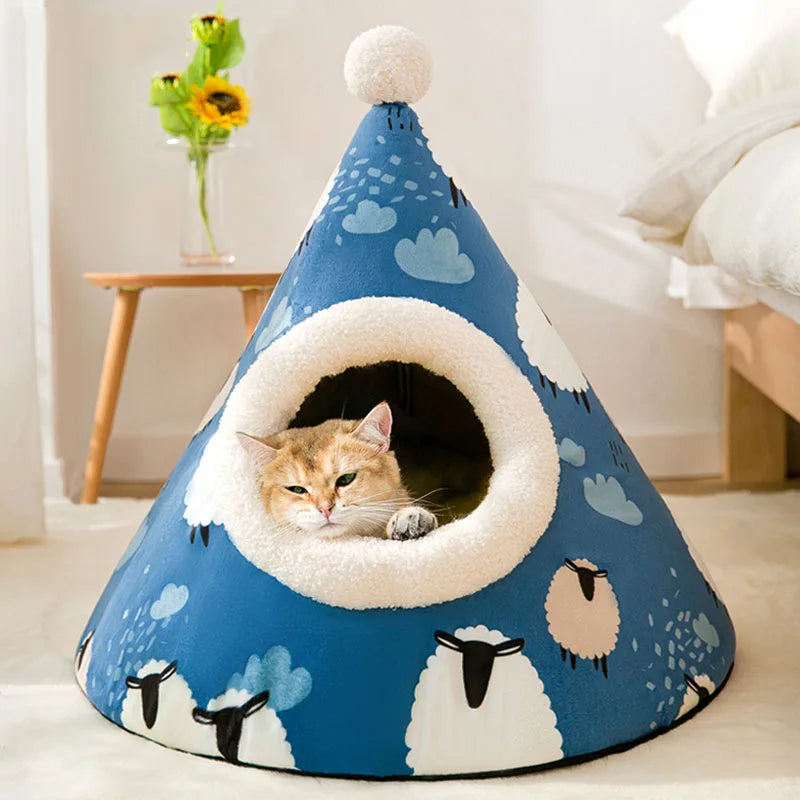 Cat House Semi-Closed Pet Bed